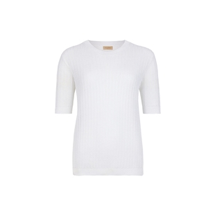 【季末折扣】FALCONERI女士意式亚麻修身圆领条纹短袖T恤DMM490H