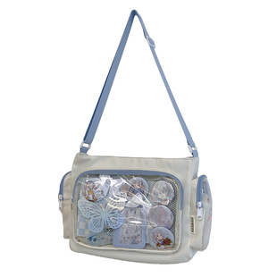 痛包白色高颜值可追星透明娃包小食量背包大容量学生党斜挎挎包女