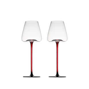 高级奢华黑领结红酒杯红杆杯勃艮第水晶玻璃家用高脚杯醒酒器套装