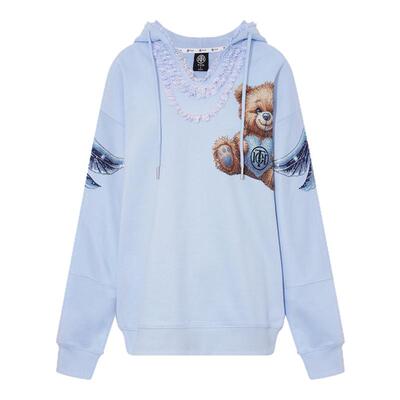 TCH轻奢翅膀烫钻休闲宽松蕾丝连帽卫衣女2026夏季新款T75C12E9007