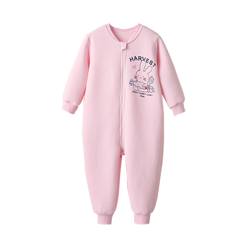 宝宝连体睡衣三层保暖防踢被宽松长袖后腰拉链连体衣男孩薄棉睡袋