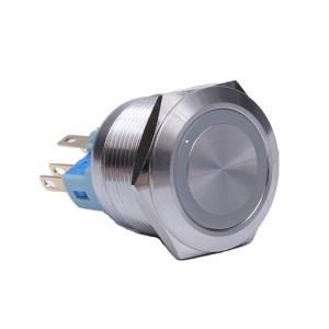 22mm金属启动自复位带环形灯按钮开关6v12v24v220v防水不锈钢