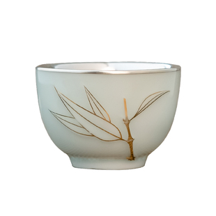 滇庆堂银杯子999纯银品茶杯瓷包银主人杯功夫茶杯足银品茗杯送礼