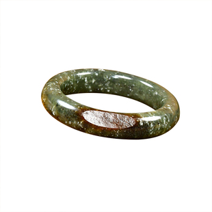 紫润轩新疆和田玉红油皮籽料手镯青玉青花飘雪花棉籽镯56 5女神款