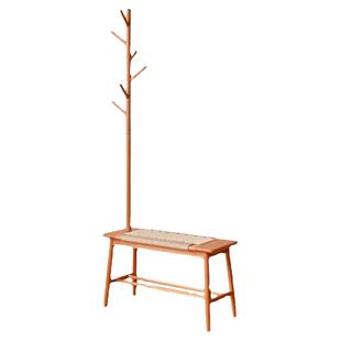 换鞋凳门口家用落地挂衣架一体樱桃木长条凳衣帽架实木白橡木鞋架