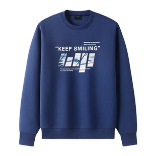 NASA LMSJ秋冬圆领加绒卫衣男士宽松大码青年纯棉长袖保暖打底衫