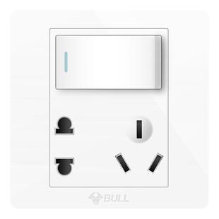 公牛带开关插座面板86型暗装电源墙壁单开双控1开5孔家用一开五孔