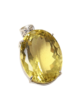 精品彩宝 天然黄水晶大克拉裸石纯银镶嵌款吊坠 女款彩宝挂坠饰品