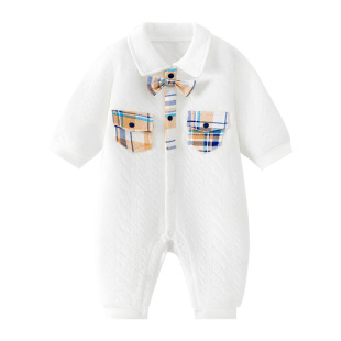 欢喜小熊婴儿秋冬连体衣宝宝冬季纯棉衣服新生儿夹棉保暖哈衣爬服