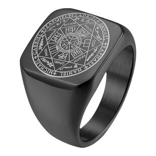 泰爱你欧美所罗门卡巴拉印章七芒星戒指潮男酷炫帅气个性钛钢指环