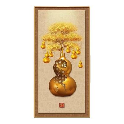 黄金葫芦镇宅画入户门玄关招财墙面装饰画新中式客厅走廊过道壁画