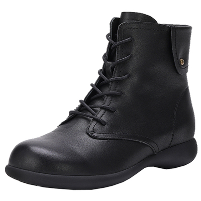 潘暇真皮厚底马丁靴舒适百搭