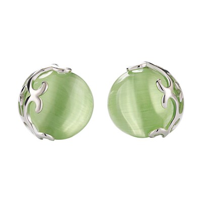 耳钉银琴925银日韩猫眼石女