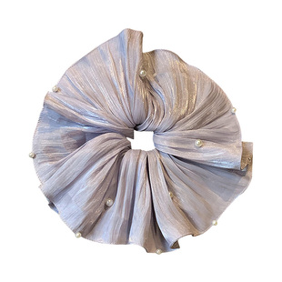 玛卡瑞纳~冰蓝紫气质发圈女大肠圈珍珠发饰高级感洋气韩国头饰