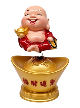 摇摆弹簧财神笑佛居家车载小摆件