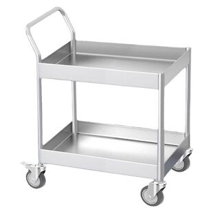 医疗设备仪器周转车电子厂双层304不锈钢推车制药工具运货手推车