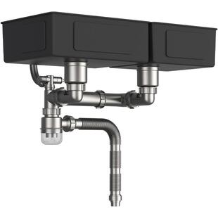 厨房洗菜盆下水管配件水槽单双槽防臭排水三通下水器全套装下水道