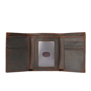 复古疯马皮手工男士短款三折叠钱包头层牛皮多功能真皮女青年钱夹