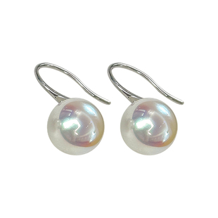 方糖家 媲美海水akoya纯银强光伴彩人造珍珠调羹耳环气质耳饰女