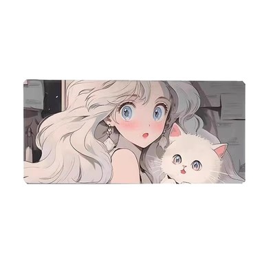 鼠标垫超大二次元动漫男女生电竞护腕电脑桌垫防滑锁边游戏滑鼠垫