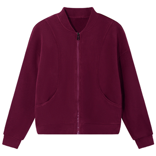 开衫卫衣外套女加绒加厚2025年新款秋冬款爆款宽松纯色棒球服上衣