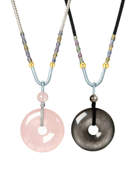 普陀山文创集平安扣项链天然粉水晶银耀石情侣闺蜜吊坠文创礼品集