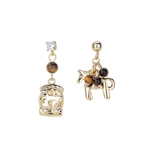 虎眼石小木马耳坠耳饰女士耳环2025新款爆款高级感生肖马新年耳钉