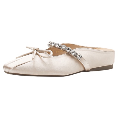 法式包头凉拖鞋女夏外穿2026新款时尚浅口水钻内增高半拖银色单鞋