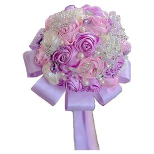 桃夭紫手捧花结婚高级感diy材料包手工闺蜜新婚礼物中式登记包邮