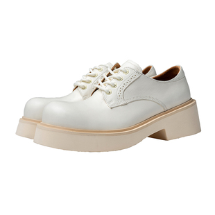 白皮鞋男真皮德比鞋英伦高端里外头层牛皮圆头雕花厚底鞋增高透气