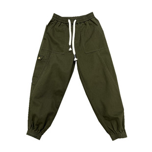 重磅敦厚棉质纱卡！阿美咔叽立体多口袋男士松紧腰束脚工装休闲裤