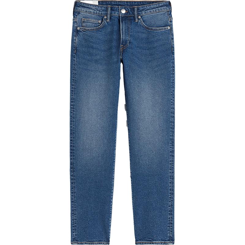 HM男装牛仔裤宽松直筒裤中腰弹力通勤商务棉质5袋式长裤1008549