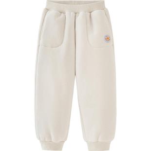 迷你巴拉巴拉男童女童裤子冬装加绒加厚裤宝宝保暖儿童摇粒绒长裤