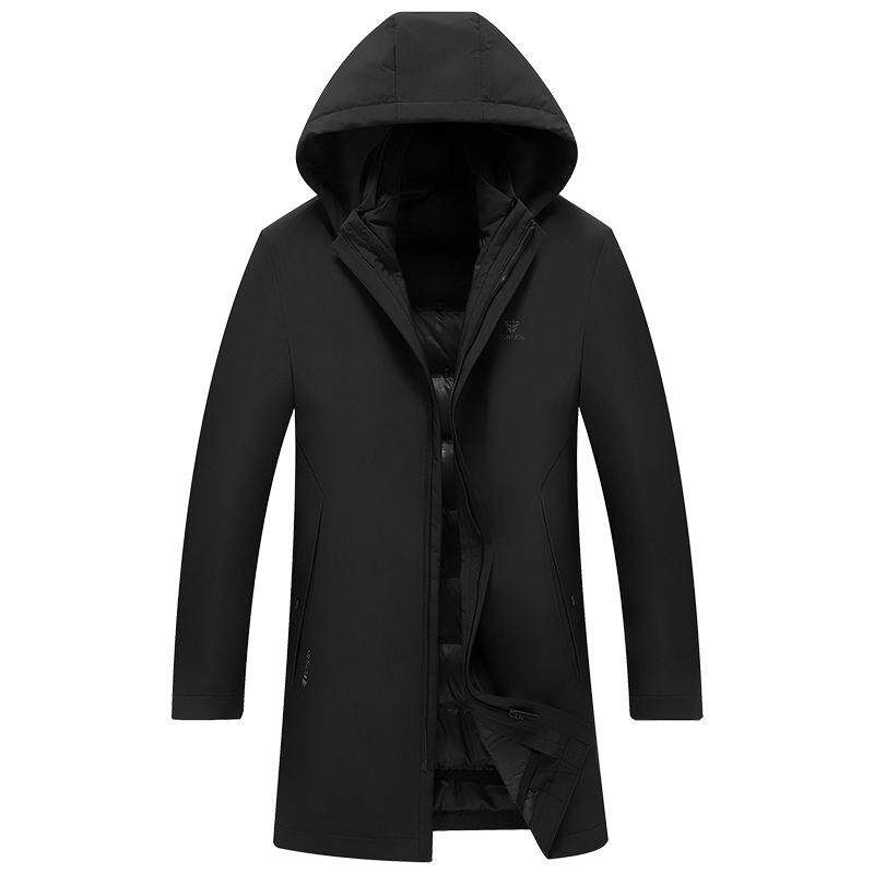 雅鹿可拆卸内胆中年爸爸羽绒服男
