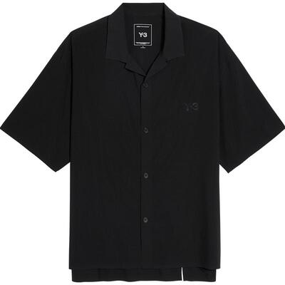 Y-3/Y3山本耀司2025春夏新品男士衬衣时尚休闲短袖黑色衬衫JD1457