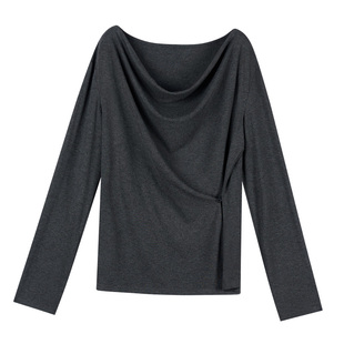 【新品】孕妇法式荡领上衣春季长袖收腰针织打底衫修身显瘦孕妇装