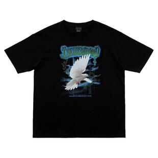 THEWIZBRAND 夏季原创和平鸽卡通印花纯棉圆领休闲短袖T恤男女