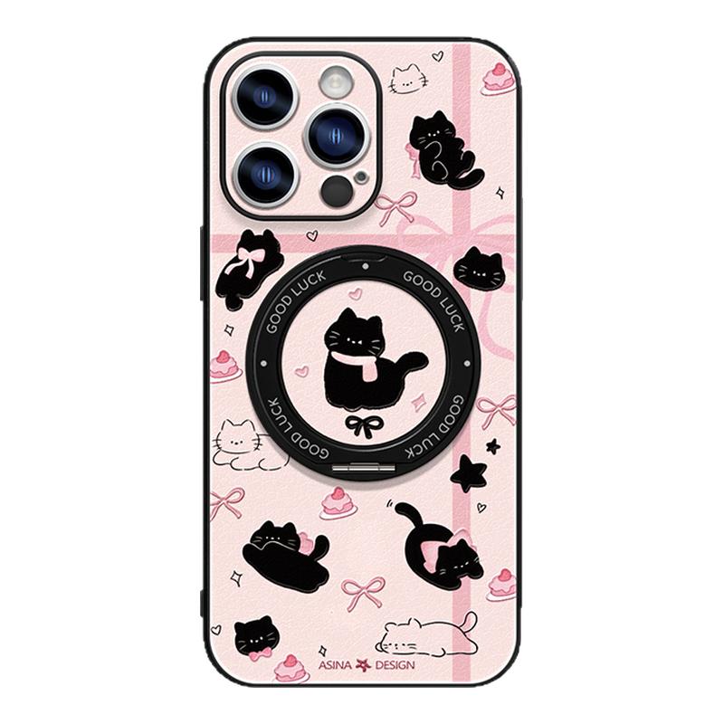 猫咪物语适用苹果17Promax手机壳新款ip15磁吸带支架iPhone16Pro保护套14支点高级感Ho3创意可爱13pm女全包