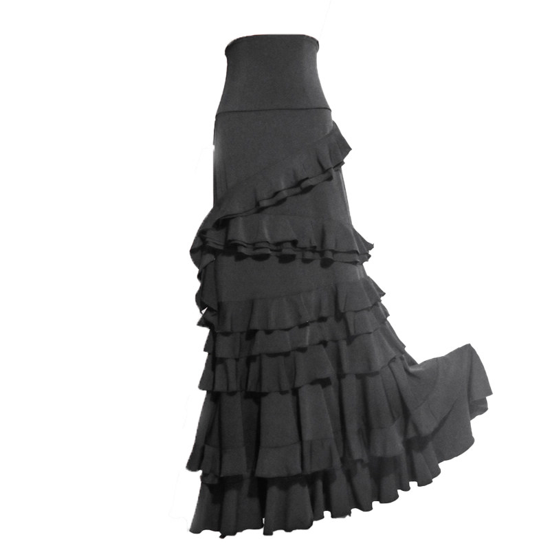 Flamenco佛拉门戈西班牙舞裙练功服女高弹挪威麻荷裙多色可选GK02