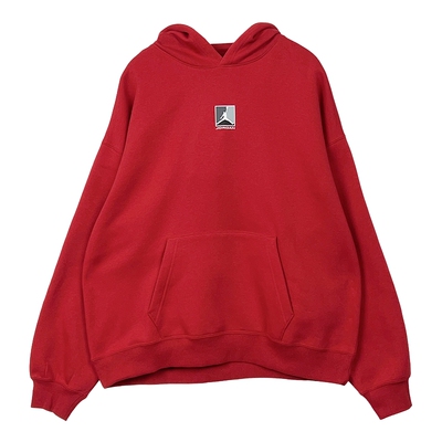 Jordan耐克男子卫衣红色新年款加绒宽松图案套头连帽衫HV0545-687