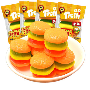 临期德国Trolli口力汉堡橡皮糖儿童糖果零食大礼包果汁QQ软糖串装
