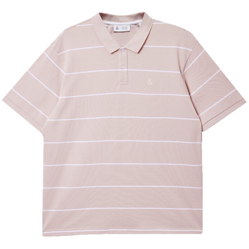 杰克琼斯男装春季polo衫上衣精致刺绣LOGO撞色条纹设计百搭舒适