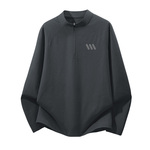 真维斯半拉链长袖男t恤运动速干衣男款上衣秋季内搭打底衫男士Q