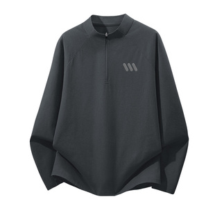 真维斯半拉链长袖男t恤运动速干衣男款上衣秋季内搭打底衫男士Q