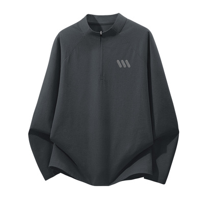 真维斯半拉链速干长袖男t恤秋季