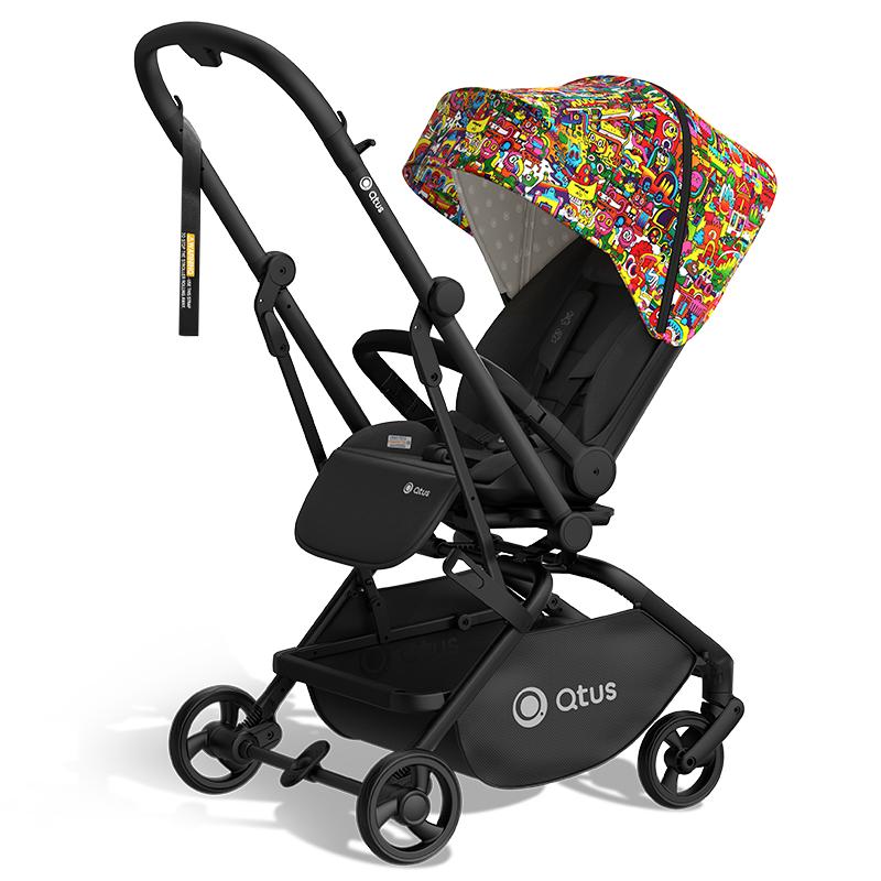 Qtus昆塔斯Q9plus3代新生婴儿四轮推车双向可坐躺折叠护脊新生