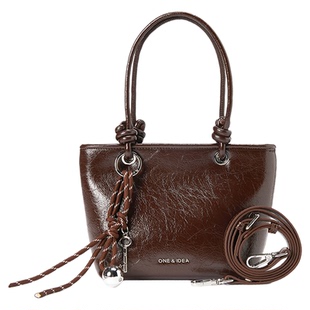 畹町休闲油皮子母托特包女大容量简约通勤包少女蝴蝶结手提单肩包