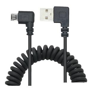 双弯头安卓充电器数据线 microUSB弹簧数据线 车载安卓手机充电线