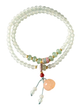 新中式青玉琉璃莲蓬转运双圈手链