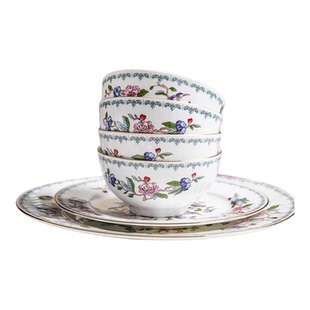 英国Aynsley安斯丽金边雀鸟骨瓷餐碗面碗餐具英式复古家用饭碗